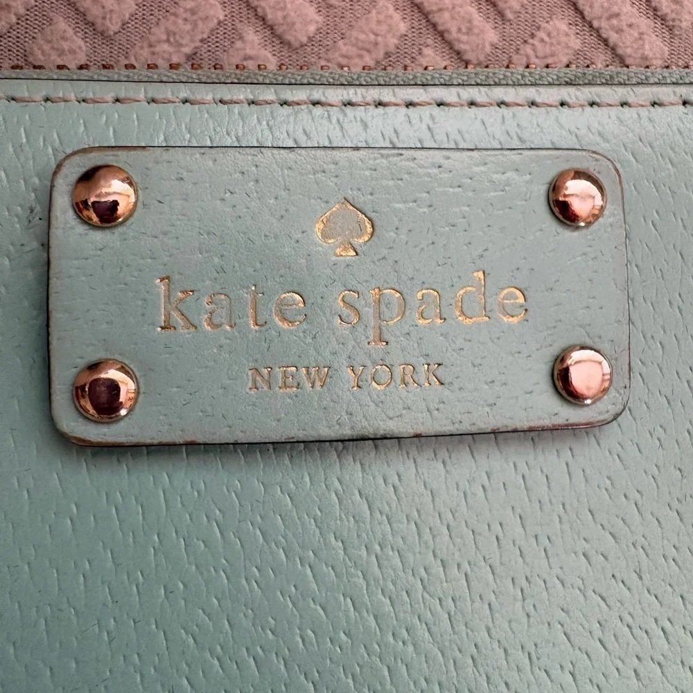NEW KATE SPADE Smooth Leather NEDA WELLESLEY Long ZIP AROUND WALLET Tiffany Blue